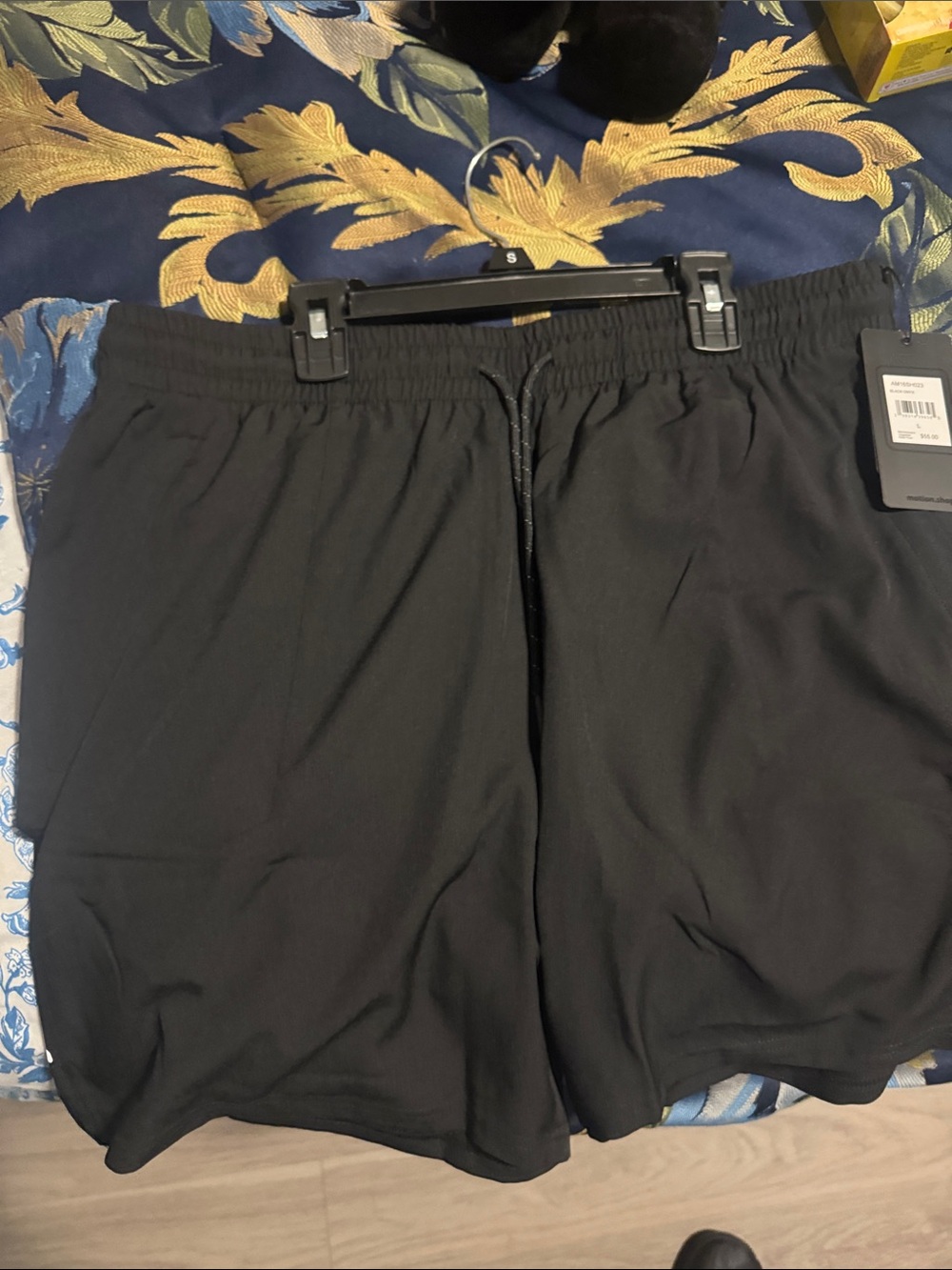 Black Athletic Drawstring Performance Shorts for Men